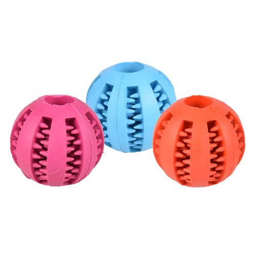 Flamingo Rubber Dental Ball 7cm - piłka dla psa, z otworem na smakołyki i wypustkami masującymi zęby i dziąsła