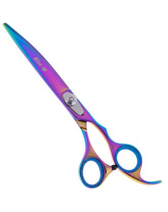 Geib Silver Rainbow Kiss Curved Scissors  - wysokiej jakości nożyczki gięte z mikroszlifem i tęczowym wykończeniem