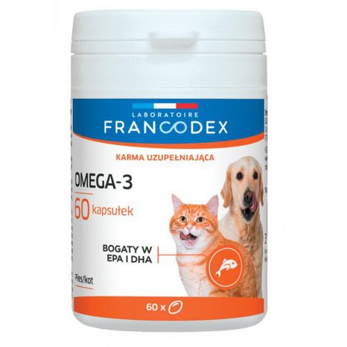Francodex Omega-3 60kaps - preparat z EPA i DHA wspomagający leczenie stanów zapalnych stawów psów i kotów