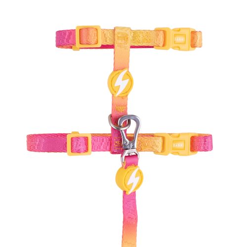 Dashi Lumix Solar Cat Harness + Leash - szelki i smycz dla kota, zestaw, różowo-żółte