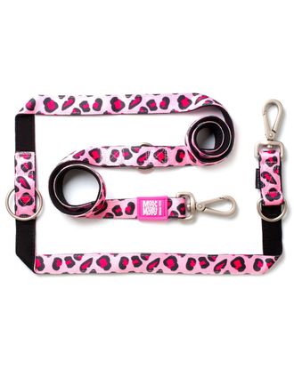 Max&Molly Multi-Leash Leopard Pink - smycz przepinana dla psa, wzór różowe cętki, 200cm