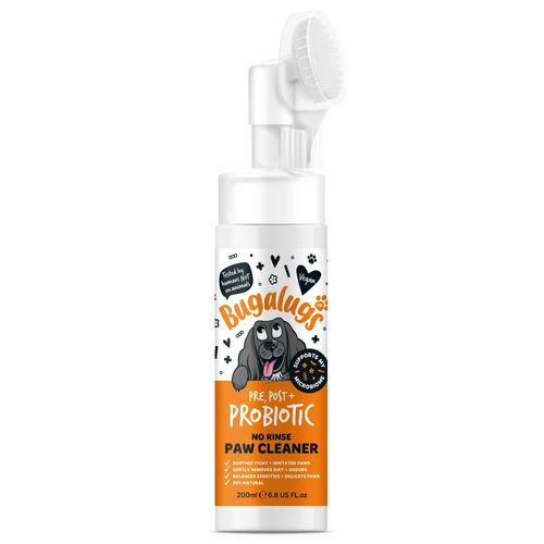 Bugalugs Pre, Post + Probiotic No Rinse Paw Cleaner for Dogs 200ml - probiotyczna pianka do czyszczenia łap psa, łagodząca podrażnienia