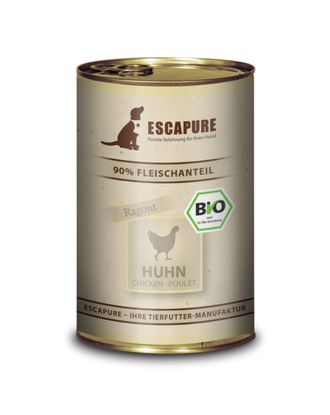 Escapure Huhn Bio - ekologiczna, mokra karma dla psa, kurczak z warzywami i ziołami - 400g