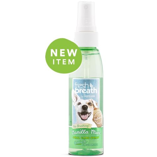 Tropiclean Oral Care Vanilla Mint Spray 118ml - preparat dla psów odświeżający oddech, o zapachu wanilii i mięty