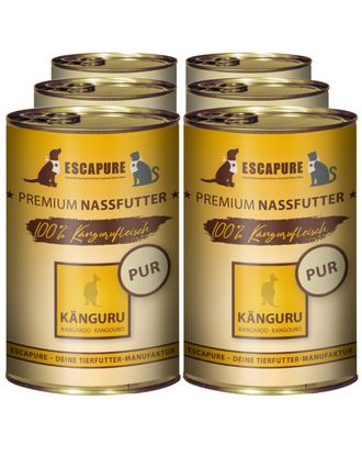 Escapure Kanguru Pur - uzupełniająca mokra karma dla psa i kota, 100% mięso z kangura - 6x 400g