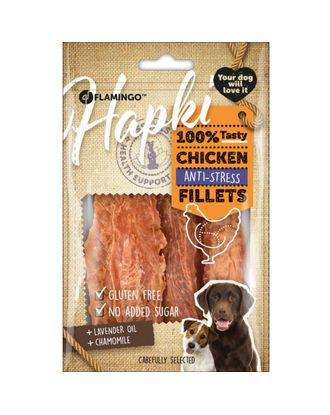 Flamingo Hapki Chicken Anti-stress 85g - przysmaki dla psa z kurczakiem, wyciszająca lawenda i rumianek