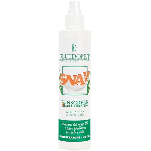 FluidoPet Snap SunSreen Spray 200ml - preparat nawilżający sierść z filtrem UV i ekstraktami z aloesu i olejku arganowego