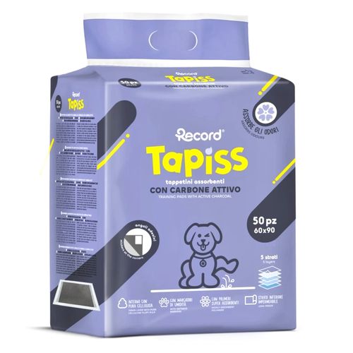 Record Tapiss Charcoal Puppy Pads 60x90cm - podkłady higieniczne dla psa, maty absorbujące z węglem aktywnym, 50szt.