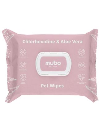 Mubo Chlorhexidine & Aloe Vera Pet Wipes 100szt. - chusteczki z chlorheksydyną i aloesem dla psa i kota, 15x30cm