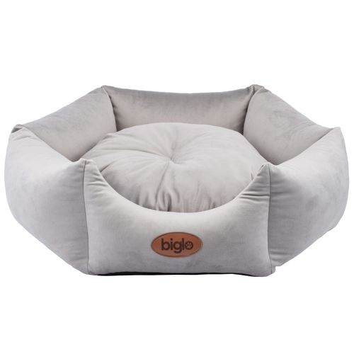 Biglo Velur Love Light Grey - eleganckie welurowe legowisko dla psa i kota, heksagon jasnoszary