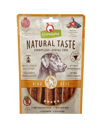 GranataPet Natural Taste Dental Care Snack Beef 70g - naturalne mięsne przysmaki dentystyczne dla psa, wołowina