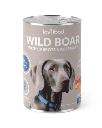 Lovi Food Wild Boar with Carrots - mokra karma dla psa, z dzikiem, marchewką i rozmarynem - 12x 400g