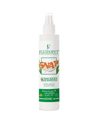 FluidoPet Snap SunScreen Spray - preparat nawilżający sierść z filtrem UV i ekstraktami z aloesu i olejku arganowego - 200ml