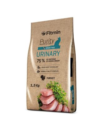 Fitmin Purity Urinary Turkey 1,5kg - pełnoporcjowa karma dla dorosłych kotów wspomagająca funkcje układu moczowego, z indykiem