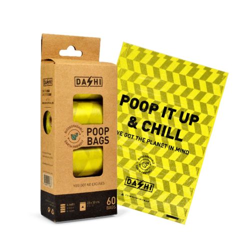 Dashi Poop Bags 4x15szt. - biodegradowalne worki na odchody psa, 23x32cm
