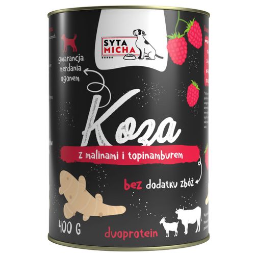 Syta Micha koza z malinami i topinamburem 400g - mokra karma hipoalergiczna dla dorosłego psa