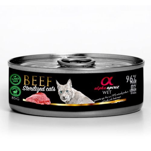 Alpha Spirit Beef Sterylized Cats 85g - bezzbożowa i bezglutenowa mokra karma dla kotów sterylizowanych, z wołowiną
