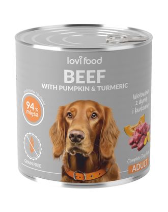 Lovi Food Beef with Pumpkin 800g - mokra karma dla psa, z wołowiną, dynią i kurkumą