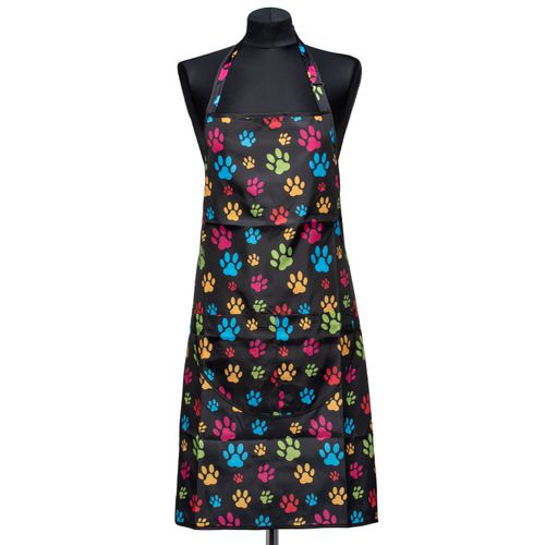 Blovi Black Grooming Apron - fartuszek groomerski czarny w kolorowe łapki, rozmiar uniwersalny