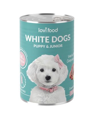 Lovi Food White Dogs Junior & Puppy Veal & Banana 400g - mokra karma dla szczeniaka i juniora, dla białych ras, z cielęciną i bananem