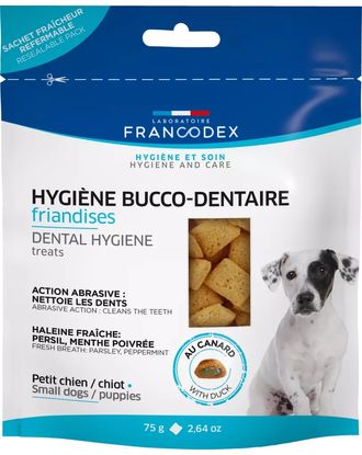 Francodex Dental Hygiene75g - przysmak dentystyczny dla szczeniąt i małych psów, z kaczką