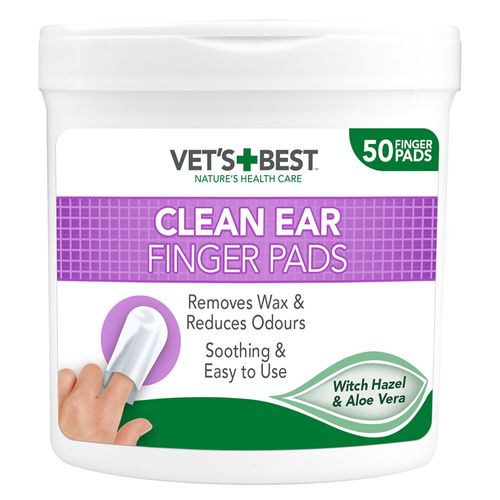 Vet's Best Clean Ear Finger Pads 50szt. - jednorazowe, nakładane na palec czyściki do psich uszu