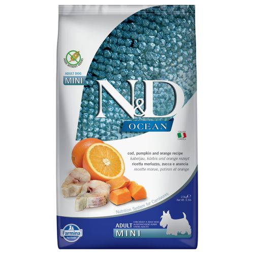 Farmina N&D Ocean Cod Pumpkin & Orange Adult Mini - karma dla dorosłych psów małych ras, z dorszem, z dynią i pomarańczami