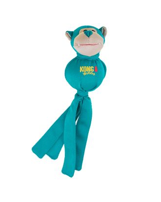 KONG Wubba Friends Ballistic Monkey - małpa szarpak dla psa, z ogonami, piłką w środku i piszczałką