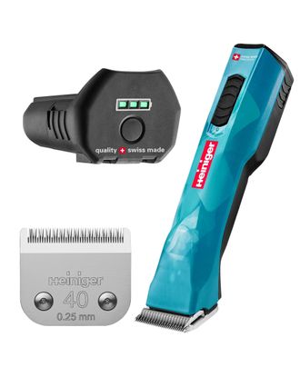 Heiniger Opal 2-Speed Brushless Clipper - profesjonalna, dwubiegowa maszynka bezprzewodowa z ostrzem nr 40 (0,25mm) i walizką - Jeden akumulator