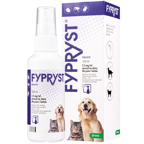 Fypryst Fipronil 2,5mg/ml 100ml - aerozol na pchły i kleszcze dla psa i kota