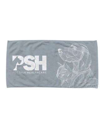 PSH ręcznik kąpielowy dla psów i kotów, biało-szary - 100x51cm
