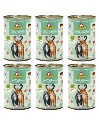GranataPet DeliCatessen Venison & Tuna - bezzbożowa mokra karma dla kota, dziczyzna i tuńczyk - 6x 400g
