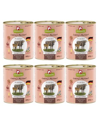GranataPet Venison Ragout & Beef - bezzbożowa mokra karma dla psa, dziczyzna i wołowina - 6x 800g