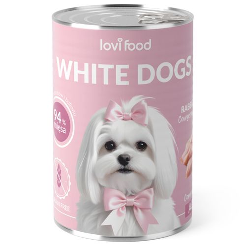 Lovi Food White Dogs Rabbit&Turkey & Chamomile 400g - mokra karma dla białych psów, królik z indykiem, cukinią i rumiankiem