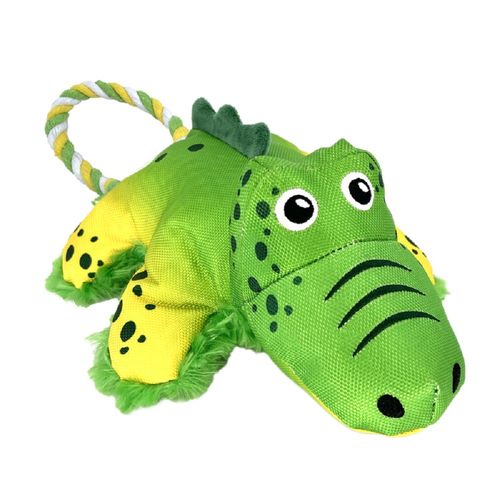 KONG Cozie Tuggz Alligator M/L - pluszowy krokodyl z liną, zabawka dla psa z piszczałką