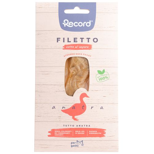 Record Filetto Duck 15g - przekąska dla kota, 100% filet z kaczki, gotowany na parze