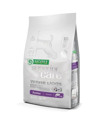 Nature’s Protection Superior Care White Dogs Junior All Breeds Salmon - karma dla szczeniąt ras białych, z łososiem - 1,5kg