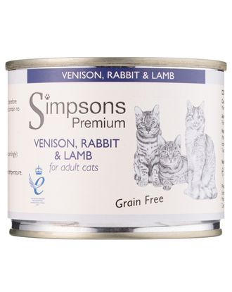 Simpsons Premium Cat Venison, Rabbit &amp; Lamb - bezzbożowa mokra karma dla kota, dziczyzna, królik i jagnięcina - 200g