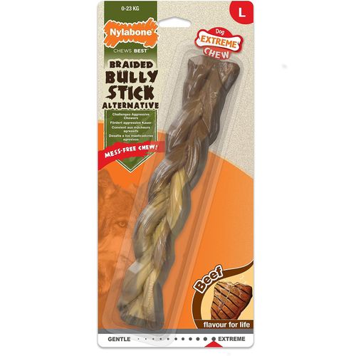 Nylabone Bully Stick Braided L - gryzak dla psa, w kształcie warkocza, smak wołowiny