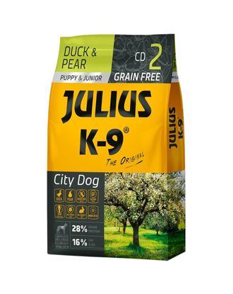 Julius K-9 Duck & Pear Puppy &  Junior - bezzbożowa karma dla szczeniaka, kaczka z gruszką