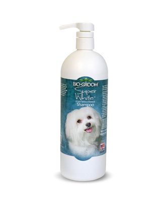 Bio-Groom Super White Shampoo szampon rozjaśniający biały kolor sierści. Pojemność: 946ml