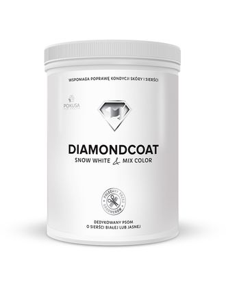 Pokusa DiamondCoat SnowWhite & MixColor - naturalny preparat poprawiający biały i jasny kolor sierści psów - 1000g