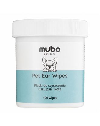 Mubo Pet Ear Wipes 80szt. - jednorazowe płatki do uszu psa i kota, nasączone płynem czyszczącym