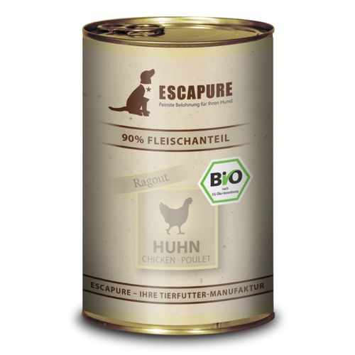 Escapure Huhn Bio 400g - ekologiczna, mokra karma dla psa, kurczak z warzywami i ziołami