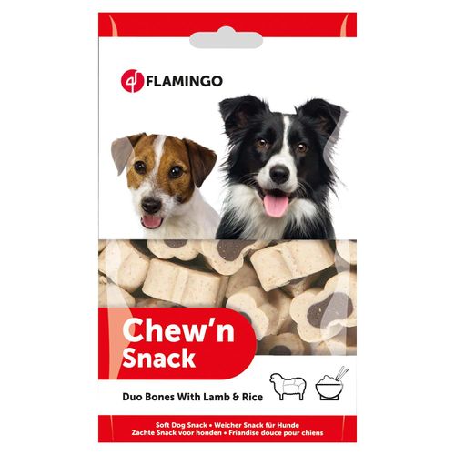 Flamingo Chew`n Snack Duo Bones 150g - smaczki treningowe dla psa, z jagnięciną i ryżem