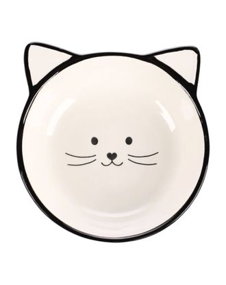 Flamingo Kajo Black & White Bowl 280ml - ceramiczna miska dla kota, czarno-biały kotek