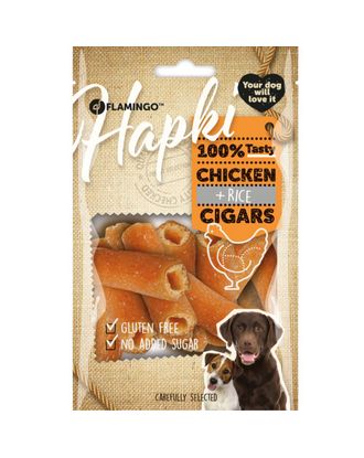 Flamingo Hapki Chicken Rice Cigars 85g - aromatyczne przysmaki dla psa, rolki z kurczakiem i ryżem