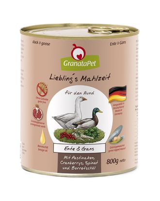 GranataPet Duck & Goose - bezzbożowa mokra karma dla psa, kaczka i gęś - 800g