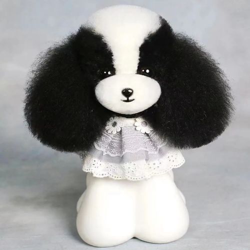 Mr. Jiangg Teddy Head Hair - wymienna sierść do główki groomerskiej Teddy, czarno-biała