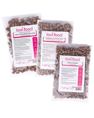 Lovi Food 3x100g - próbki karmy dla psa, zestaw dla małych ras